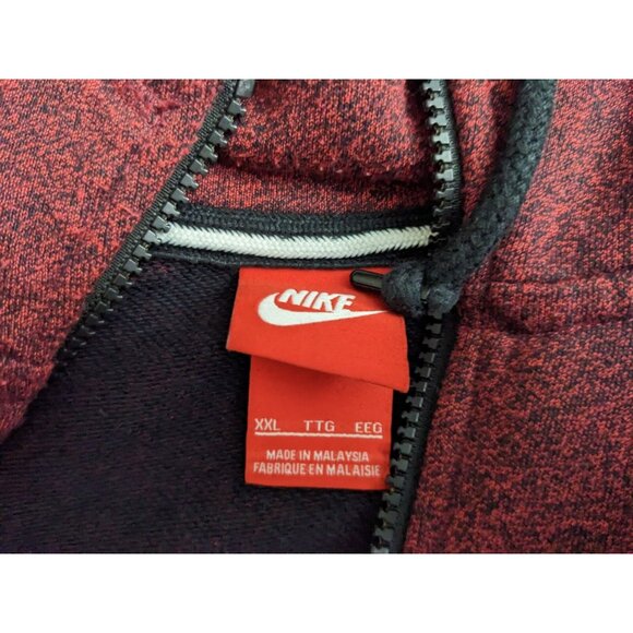 Nike Hoodie Red Sportswear Full Zip Marled Cotton Blend Mens Size XXL - Picture 5 of 11